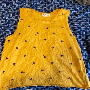 Yellow crop top w/ palm trees